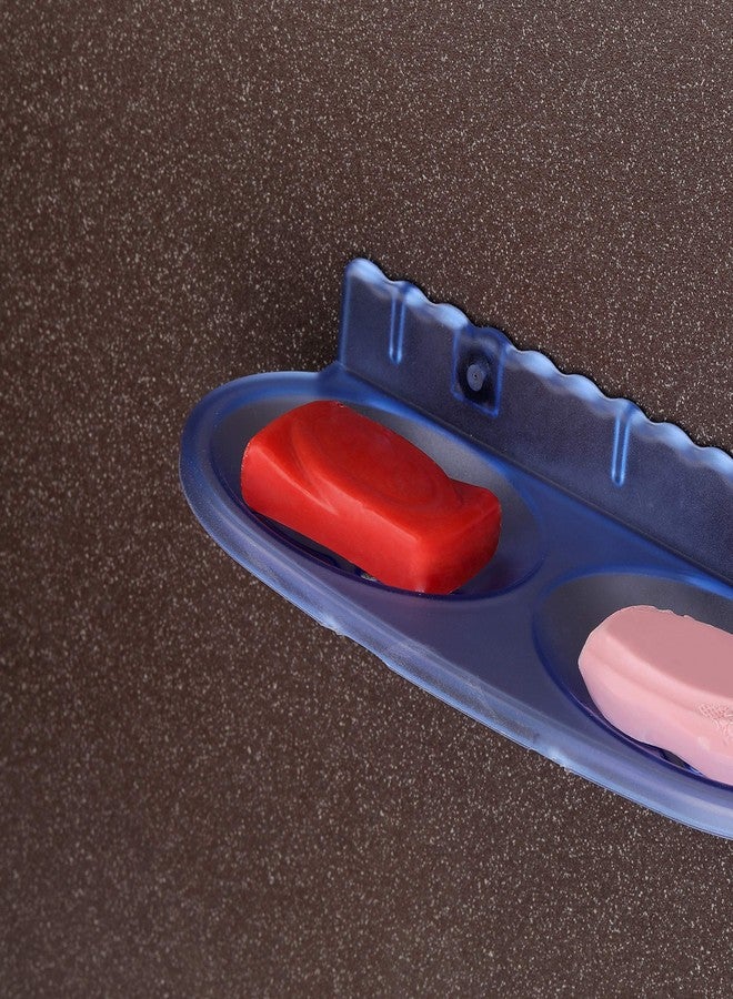 آي ستار حامل صابون مزدوج بيضاوي الشكل من بلاستيك ABS من iSTAR | حامل صابون غير قابل للكسر يُثبت على الحائط | إكسسوار أنيق للحمام، مناسب للاستحمام، وحوض الغسيل، والحمام، والمنزل، والمكتب، والفندق، وحوض المطبخ (أزرق) - Image 3